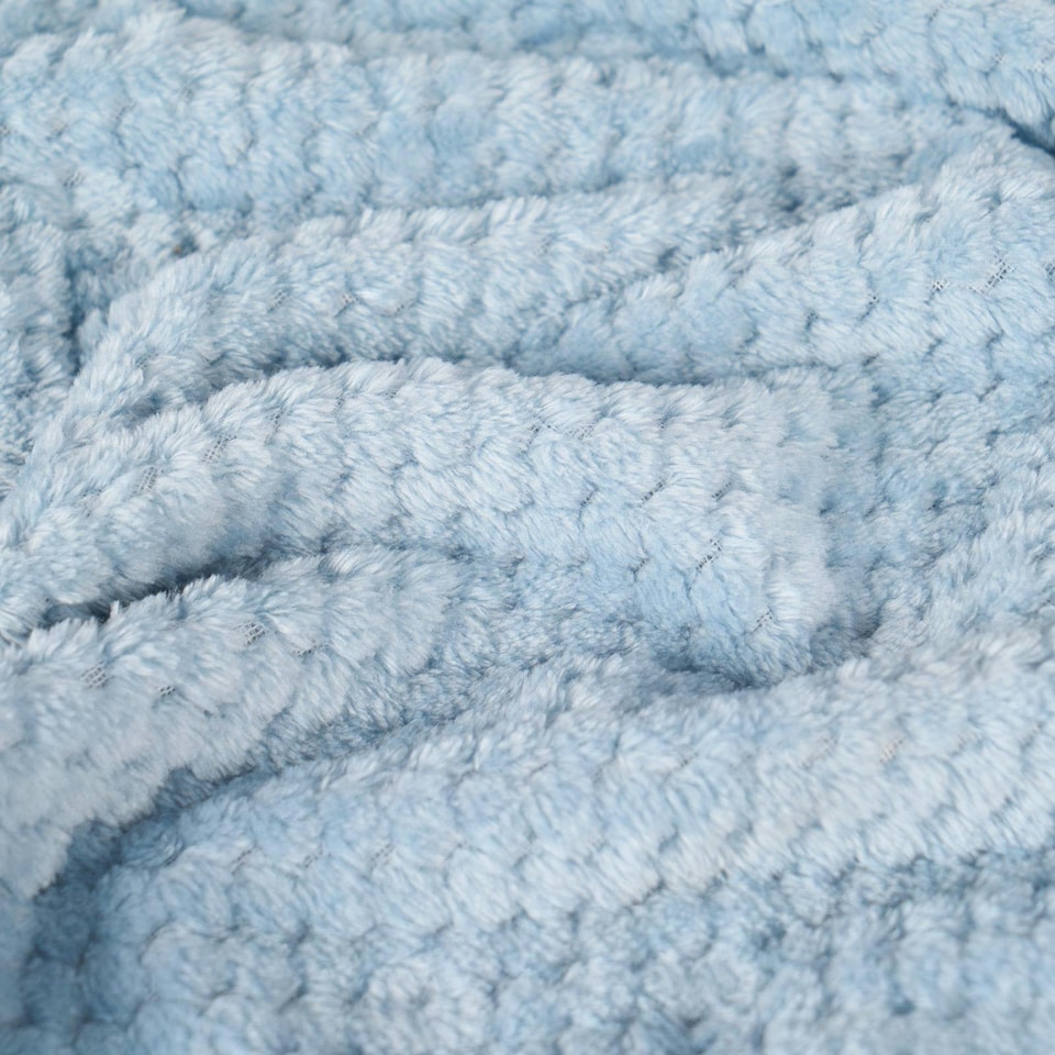 image 1 of OHS Luxury Soft Waffle Honeycomb Mink Warm Blanket, 150x200cm - Blue