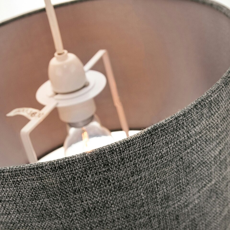 image 1 of Contemporary and Sleek 12 Inch Grey Linen Fabric Drum Lamp Shade 60w Maximum
