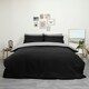 image 3 of OHS Plain Reversible Soft Microfibre Duvet Cover and Pillowcase Set, Single - Black/Grey