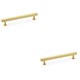 image 1 of 2 PACK - Straight Square Bar Pull Handle - Satin Brass 160mm Centres SOLID BRASS Drawer