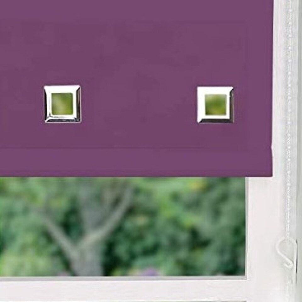 image 1 of 85cm Aubergine Square Eyelet Edge Roller Blind Purple | Purple