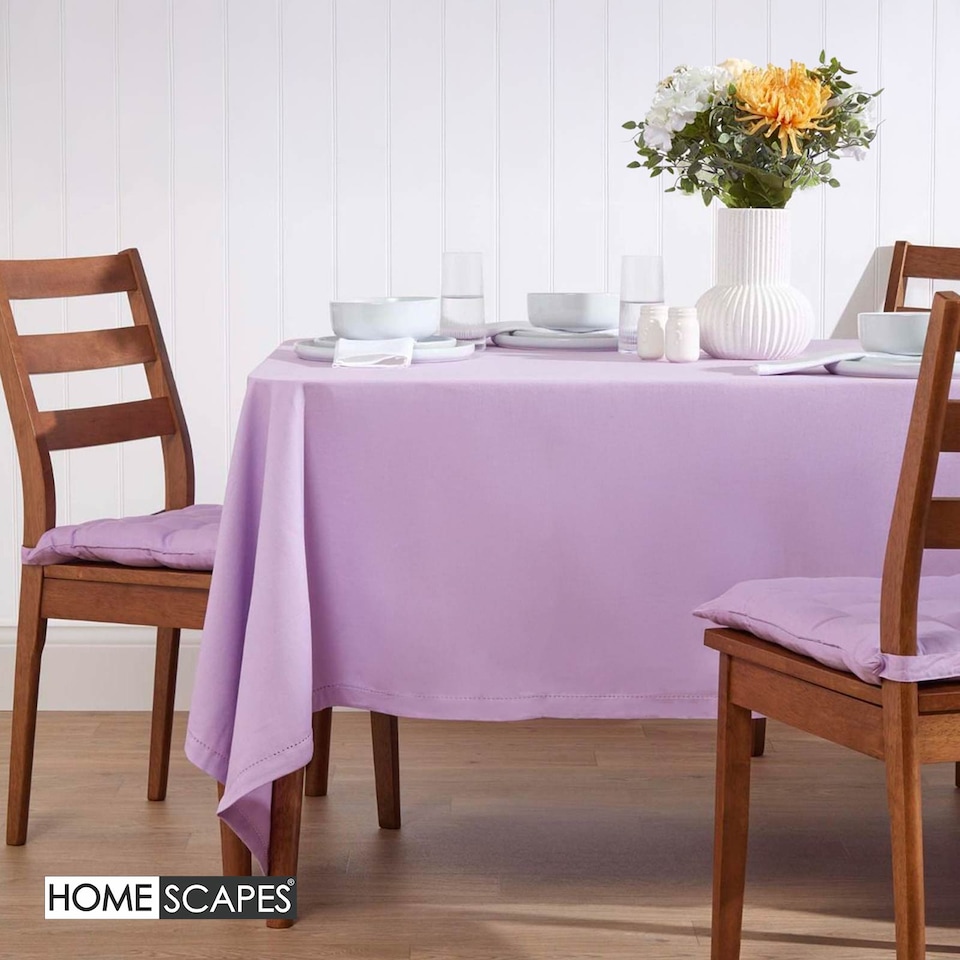 image 1 of Homescapes Mauve Tablecloth - 137 x 178 cm | Purple | Mauve