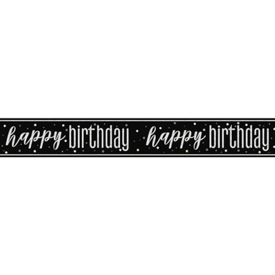Black Glitz Happy Birthday Holographic Foil Banner 274cm