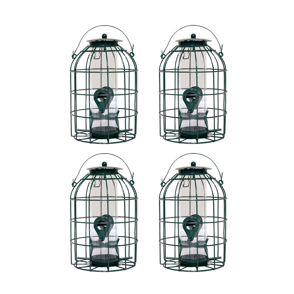 image 1 of Pack of 4 Wild Bird Seed Feeder Cage with Squirrel Guard