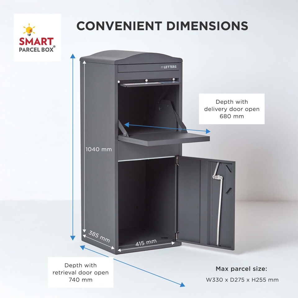 image 1 of SMART PARCEL BOX® Large Curved Top Front Access Dark | Grey | 1