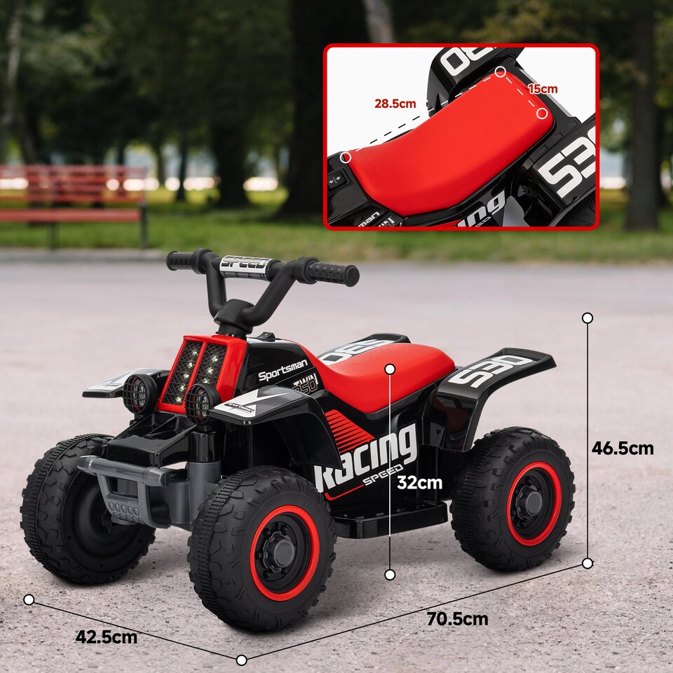 image 1 of AIYAPLAY 6V Electric Quad Bike w/ Forward/Backward, Black