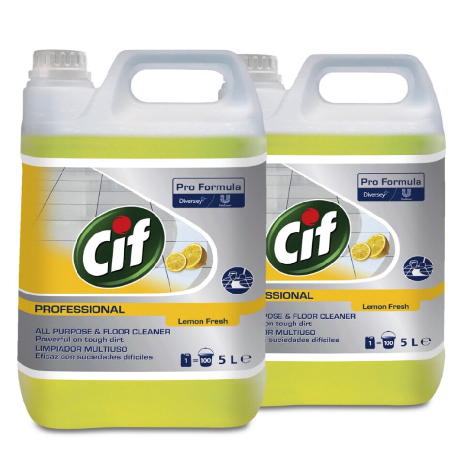 image 1 of 2 x 5L Cif All Purpose Cleaner Lemon – Powerful Multi-Surface Cleaning Solution