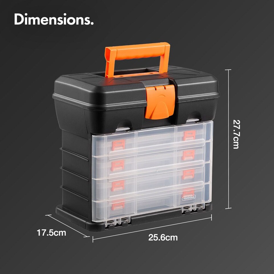 image 1 of VonHaus Multi-purpose Utility Tool Box with 4 Removable Trays