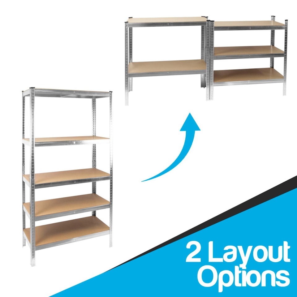 image 1 of TekBox Boltless Garage Silver Shelving Rack - Set of 2
