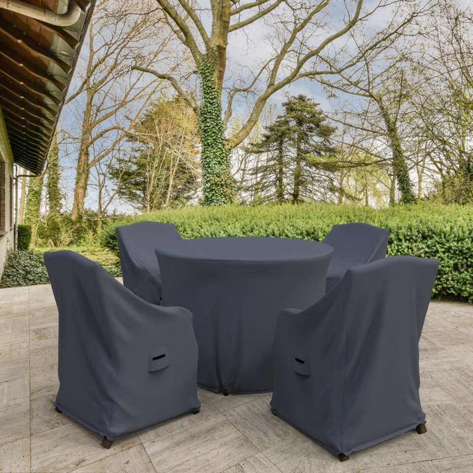 image 1 of Covers and all Outdoor Dining Set Covers for Chachere 4-Person Round Table & Chairs Water-Repellent UV-Resistant Polyester, 23.3 W x 27.3 D x 35 H x