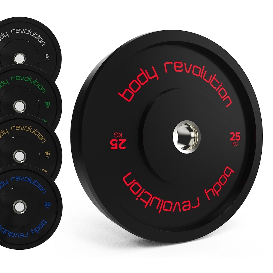 image 1 of Body Revolution Olympic Bumper Plates Black 100kg SET 2x5kg 2x10kg 2x15kg 2x20kg