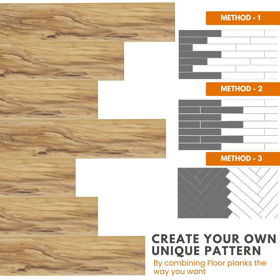 image 1 of NOVECRAFTO Self Adhesive Vinyl Floor Planks – 36x5.98 in (91.4x15.2cm) – Peel & Stick Flooring Tiles – Sandalwood Glow Wood Effect – Pack of Vinyl Tiles Brown | 4.17 sqm