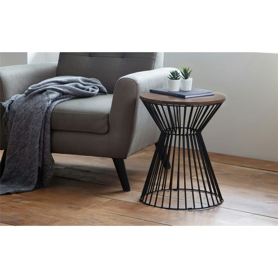 image 1 of Classic Walnut Round Wire Lamp Table | Brown | Brown