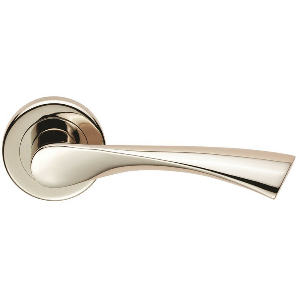 Loops PAIR Angular Twisted Handle on Round Rose Concealed Fix Polished Nickel in Metallics