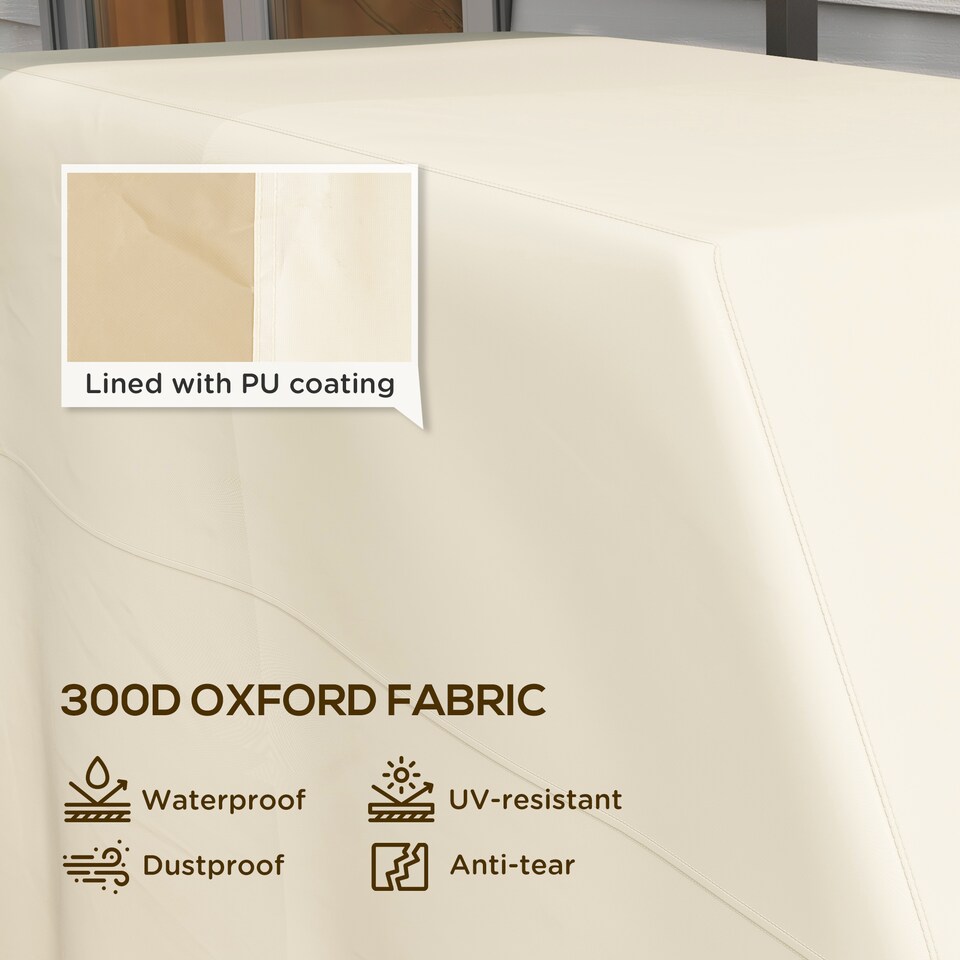image 1 of Outsunny BBQ Cover for Rectangular Gas Grill, 300D Oxford Fabric Barbecue Covers, Waterproof UV Protection Rip-Proof, with Windproof Buckles, Beige, 152 x 66 x 115cm