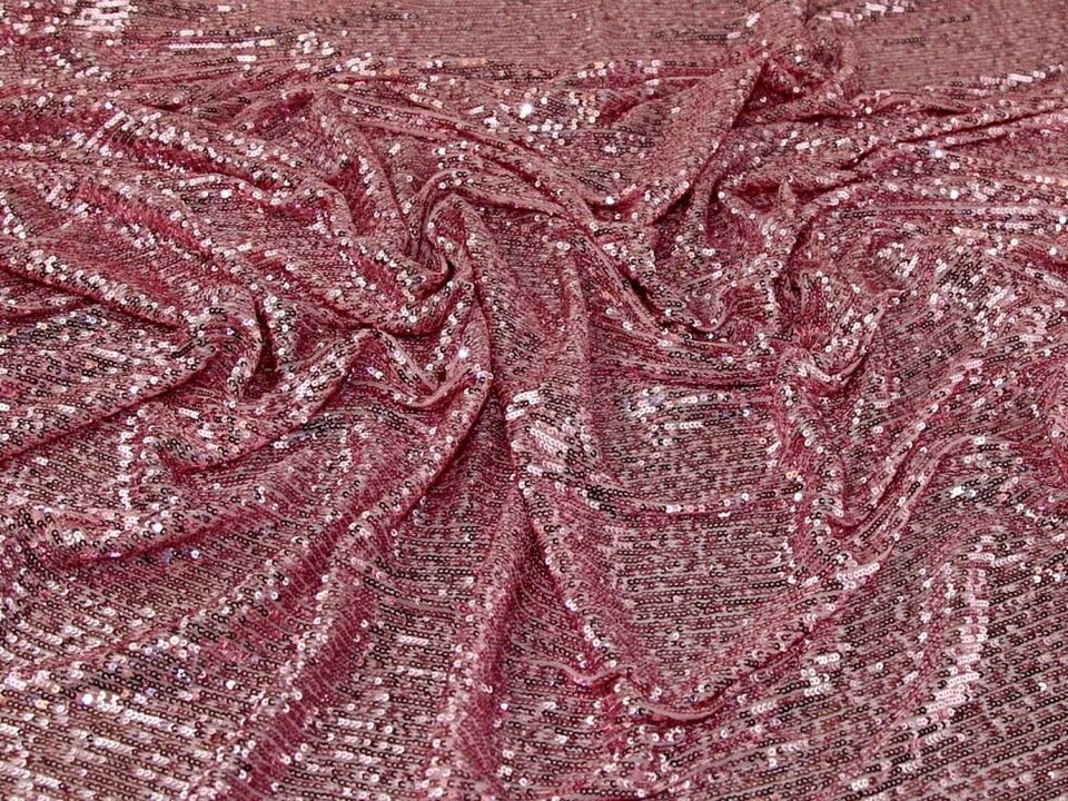 Pink Sequin Mesh Fabric for Dressmaking, 125cm / 49" Wide - per metre