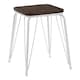 image 2 of Interiors by Premier White Metal and Elm Wood Stool, Small Square Stool, Accent Wooden Stool for Home, Office