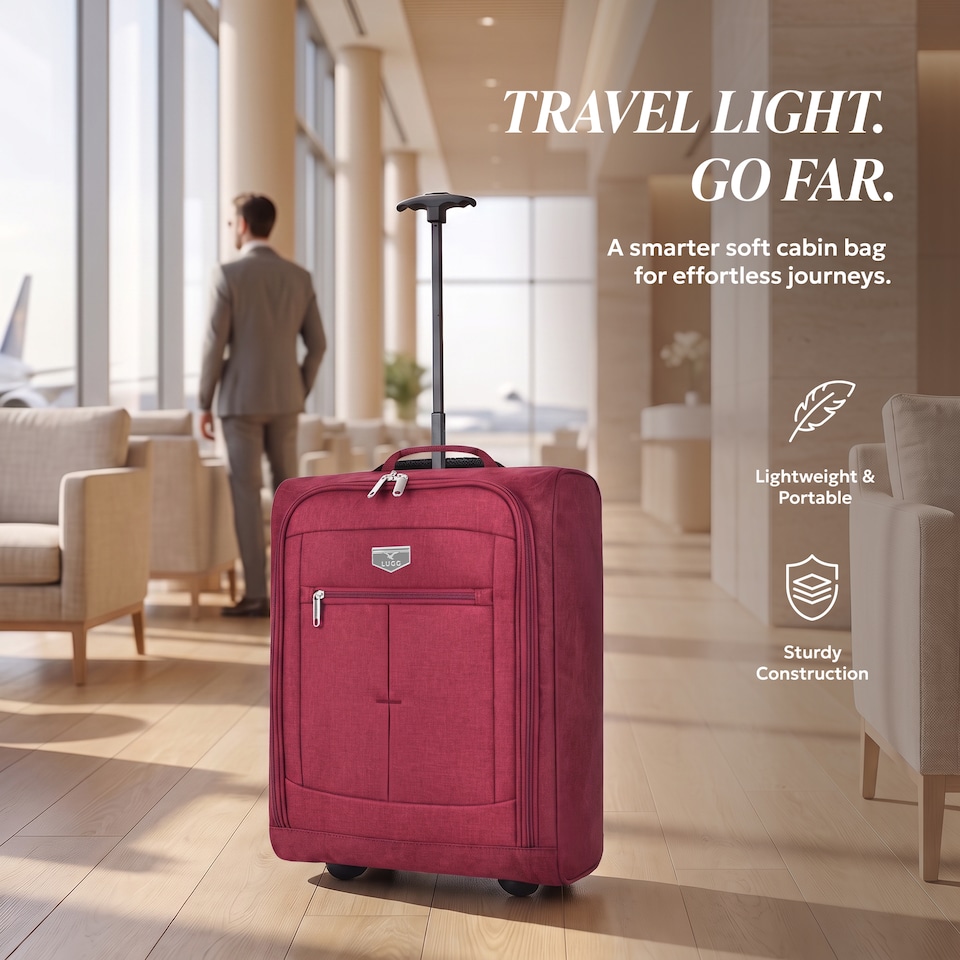image 1 of Lugg Jupiter Soft Cabin Bag 55x40x20cm Lightweight Wheeled Trolley Ryanair Size
