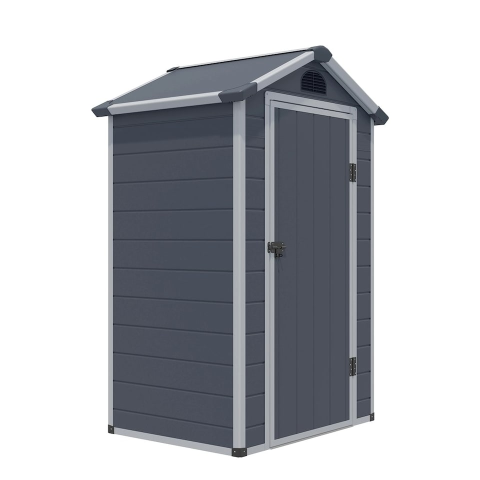 image 1 of 4 x 3 (1.34m x 1.04m) Single Door Apex Plastic Shed - Dark Grey