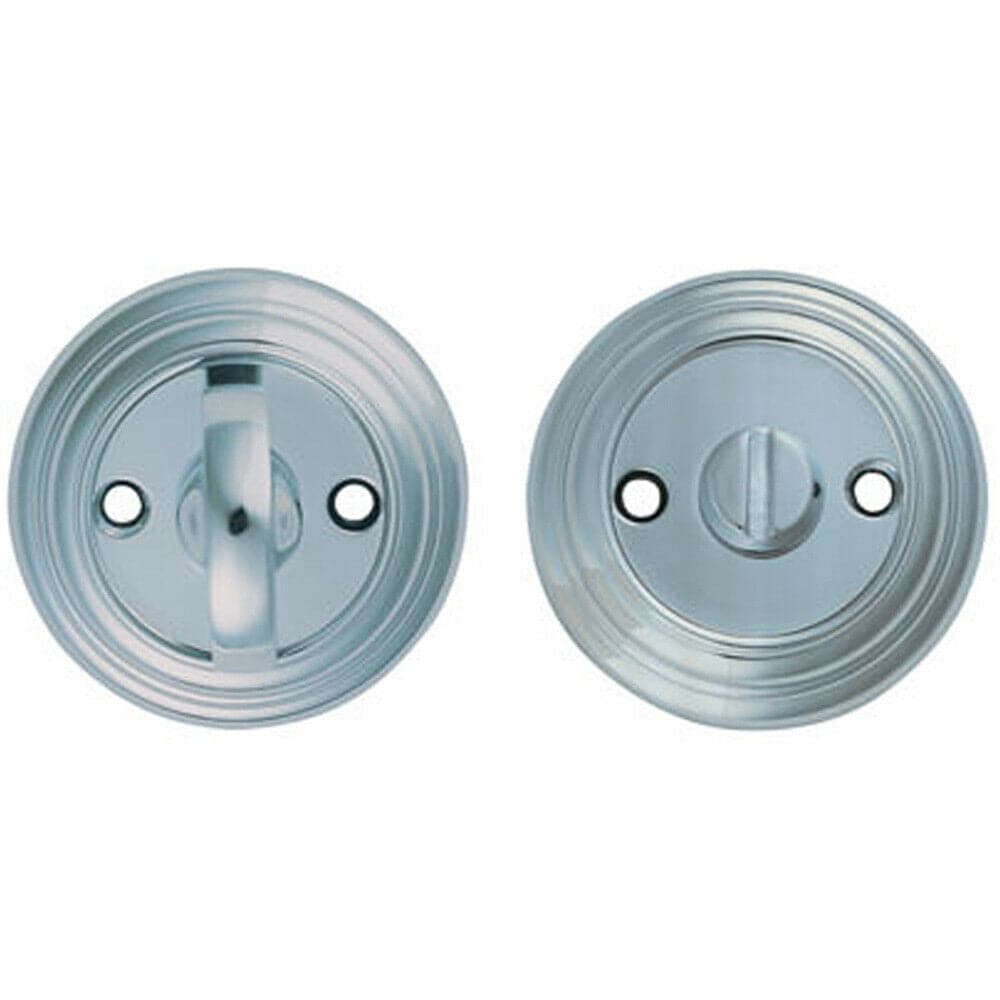 Loops Bathroom Thumbturn & Release Handle Reeded Design 55mm Dia Polished Chrome
