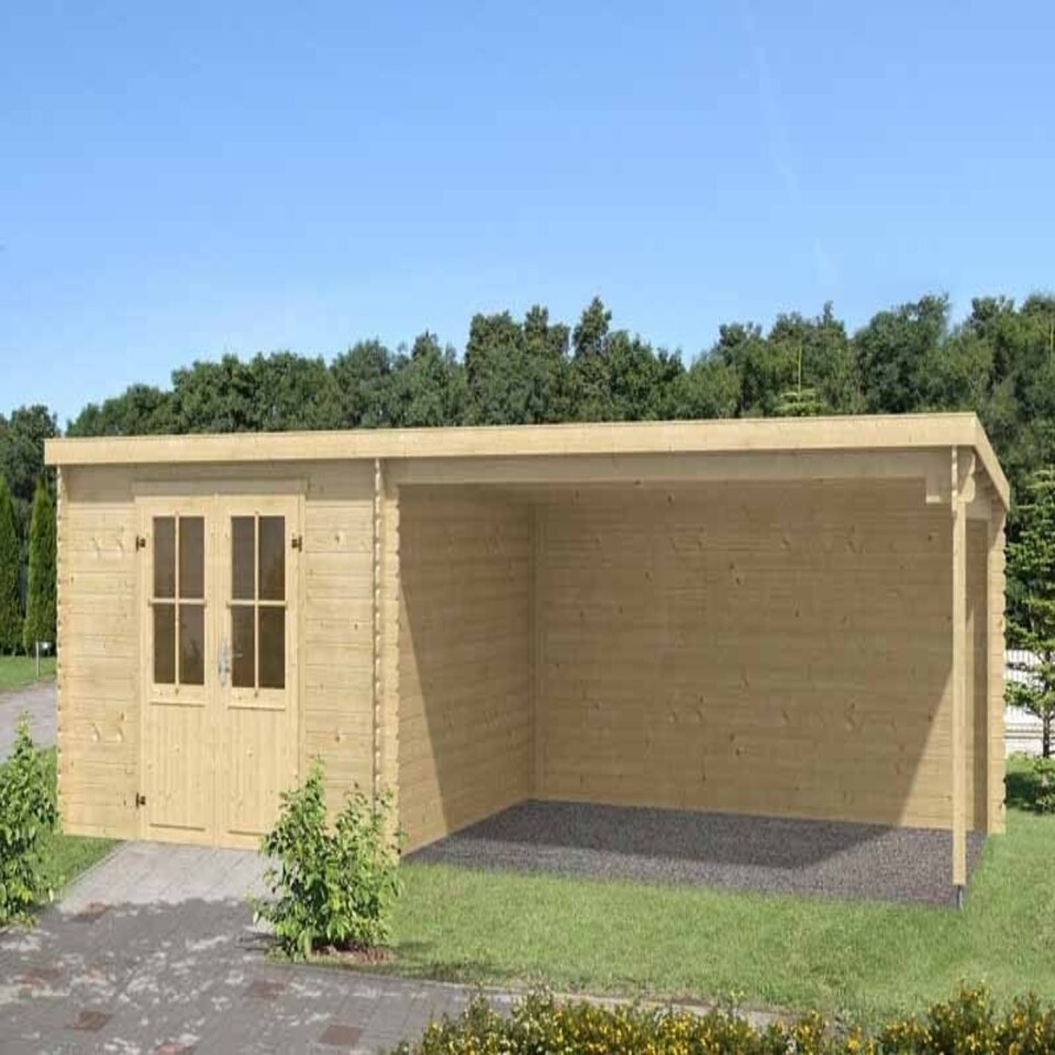 image 1 of St. Louis-Log Cabin, Wooden Garden Room, Timber Summerhouse, Home Office - L701 x W319 x H210.9 cm Brown