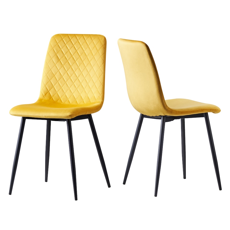 image 1 of Dining Chairs Velvet Fabric Lexi Set of 4 Yellow by MCC