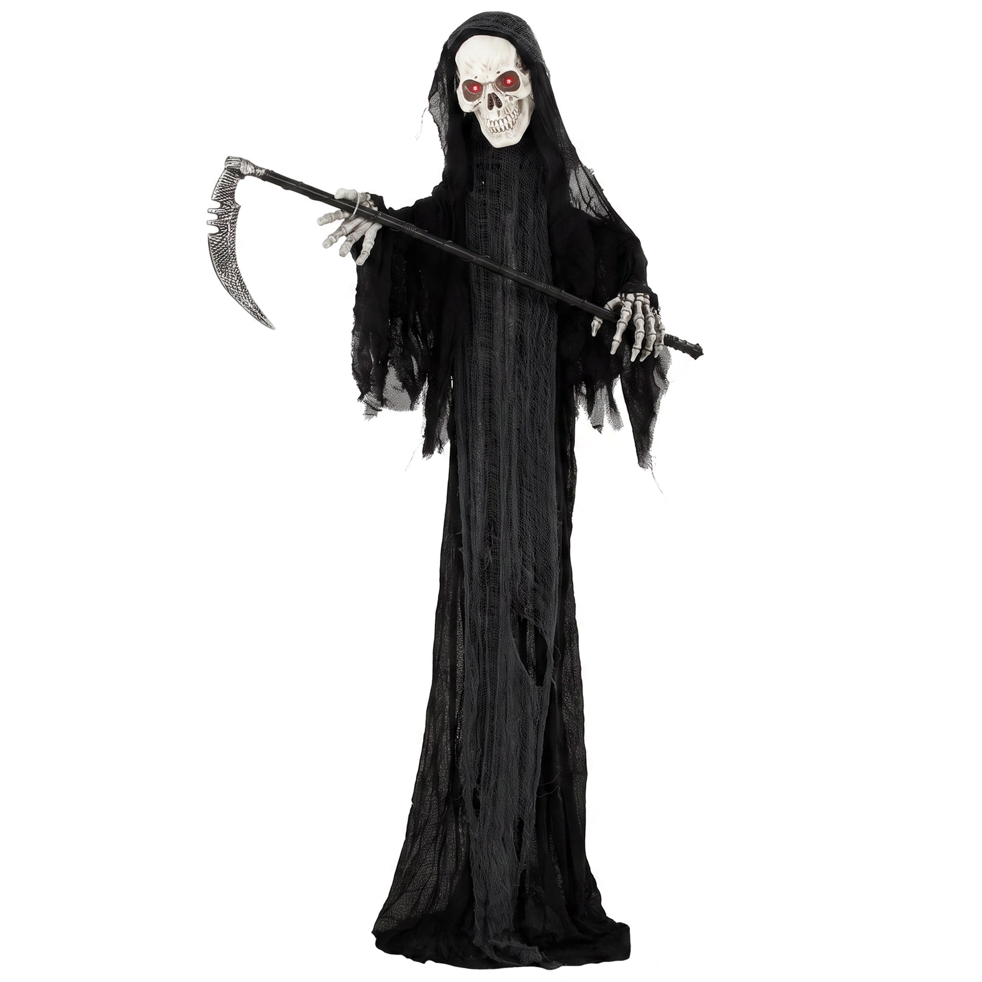 HOMCOM 72"/183cm Life Size Animated Grim Reaper Halloween Decoration