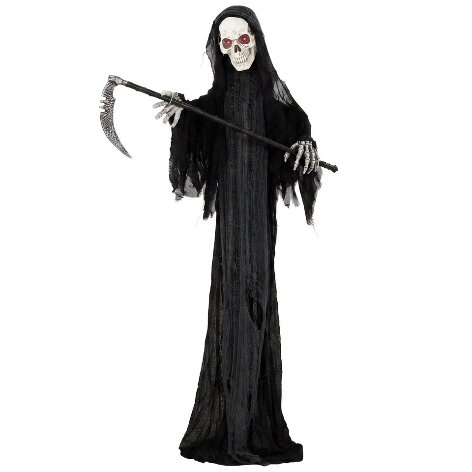 image 1 of HOMCOM 72"/183cm Life Size Animated Grim Reaper Halloween Decoration