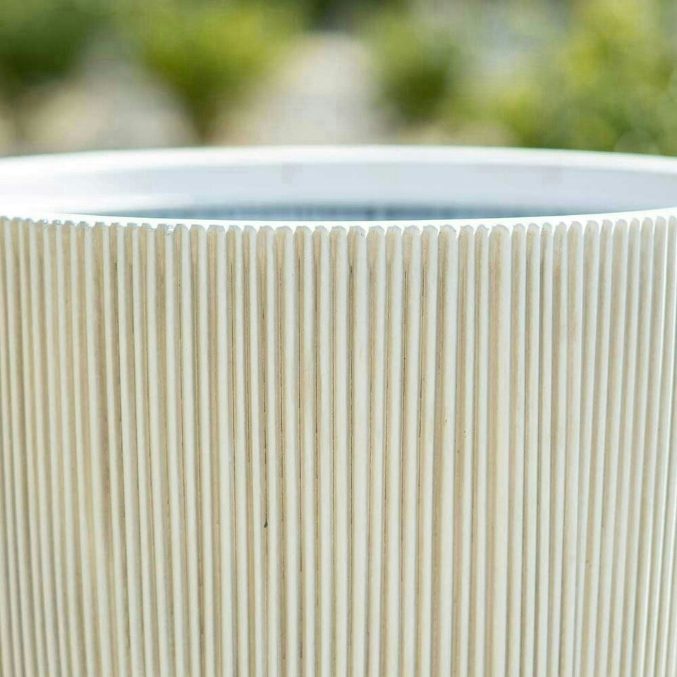 image 1 of Primrose Garden Round Flower Pot Ridged Planter White 38 x 38 x 38 cm