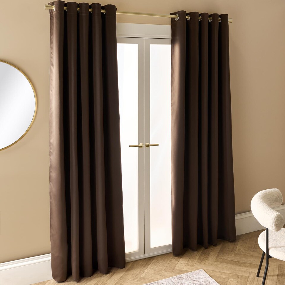 image 1 of OHS Essentials Eyelet Blackout Thermal Curtain Pair - 66x72 inch | Brown