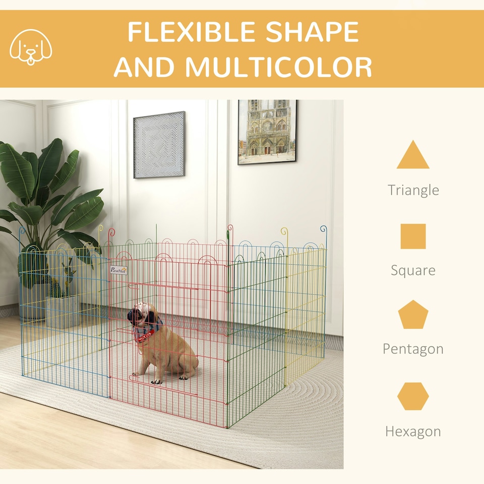 image 1 of PawHut Pet Playpen Dog Puppy Crate Kennel w/ Door, 60H x Φ156cm