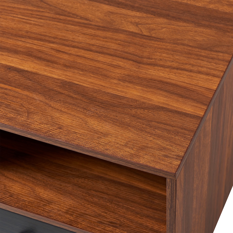 image 1 of Teamson Mid Century Coffee Table with Drawers & Open Storage Shelves