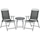 image 2 of Outsunny Garden Bistro Set, 3 Pieces Table and Chairs Set, Outdoor Garden Furniture with Foldable Breathable Mesh Fabric Armchairs & Glass Top Coffee Table | Grey