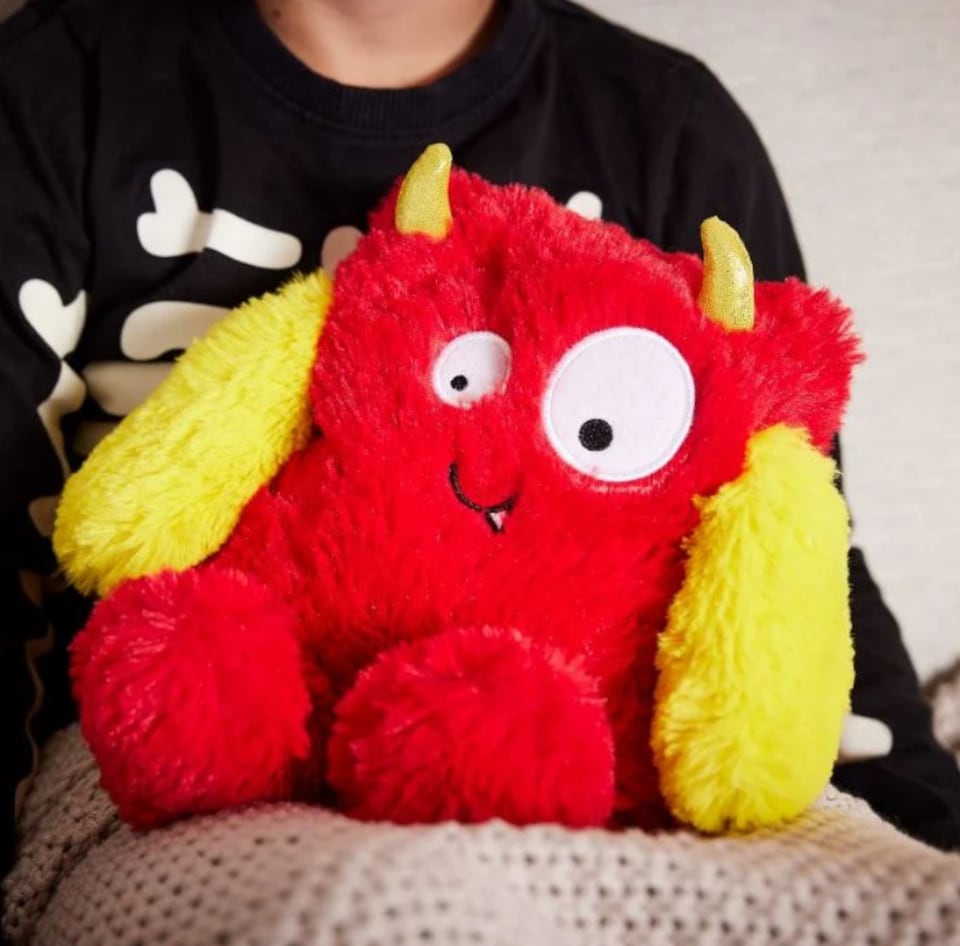 image 1 of Warmies Microwavable Bright Red Monster Soft Toy