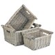 image 4 of Large Grey Wash Wooden Handled Storage Basket | Grey | Grey