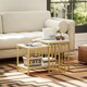 image 2 of HOMCOM Modern Coffee Table Set of Two, Marble-Effect Nesting Side Tables with Steel Frame for Living Room, Gold Tone