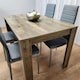 image 7 of Dining Table and 4 Chairs Rustic Effect Wood Table 4 Grey Leather Chairs Dining Room Brown