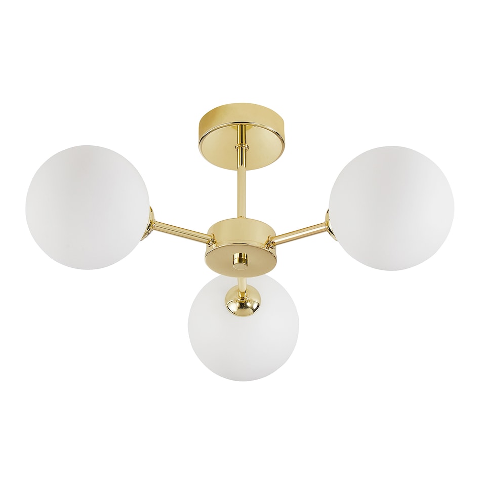 image 1 of Contemporary Chic Polished Gold Ceiling Light with Opal White Globe Glass Shades | Gold