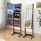 image 5 of COSTWAY Standing Jewelry Cabinet Jewelry Armoire w/ LED Lights Coffee