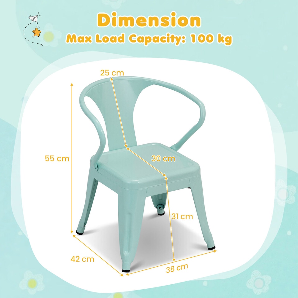 image 1 of COSTWAY Steel Kids Chair Set of 2 with Backrest Blue