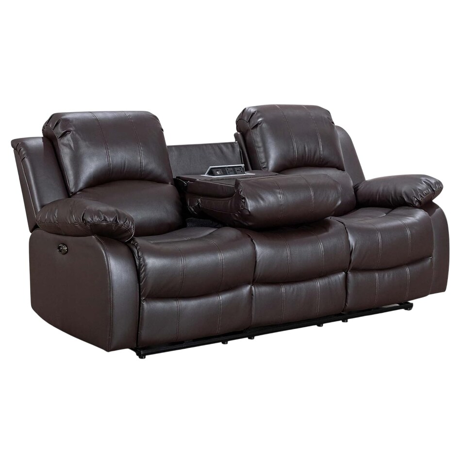 Faux Leather Brown 3 Seater Electric Recliner Sofa VALENCIA - Tesco ...
