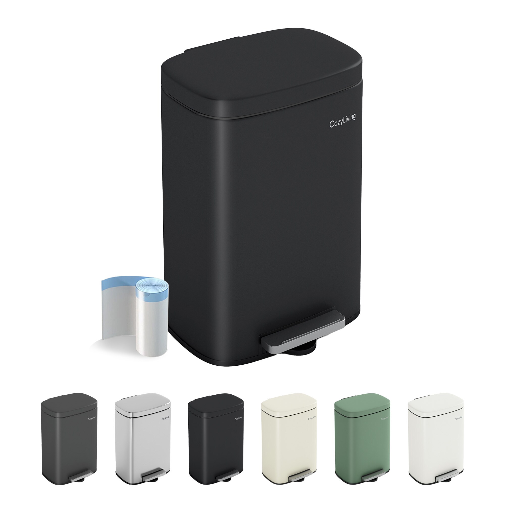 MCC Direct 5L Waste Pedal Bin Compact Kitchen & Bathroom Office Rubbish Bin in Black