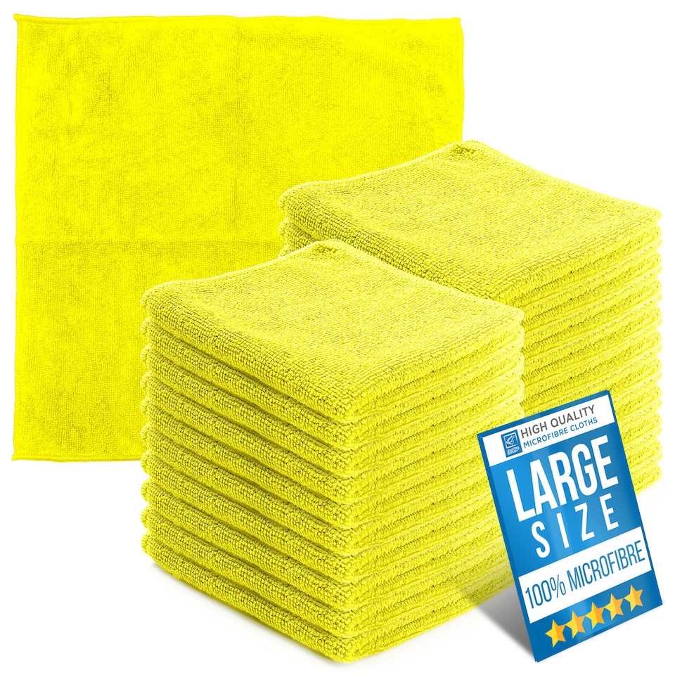 image 1 of Microfibre Cleaning Cloth 40x40cm Super Absorbent Lint Free Microfiber Cloths Cleaning for Home, Kitchen, Mirrors, Car - Pack of 20