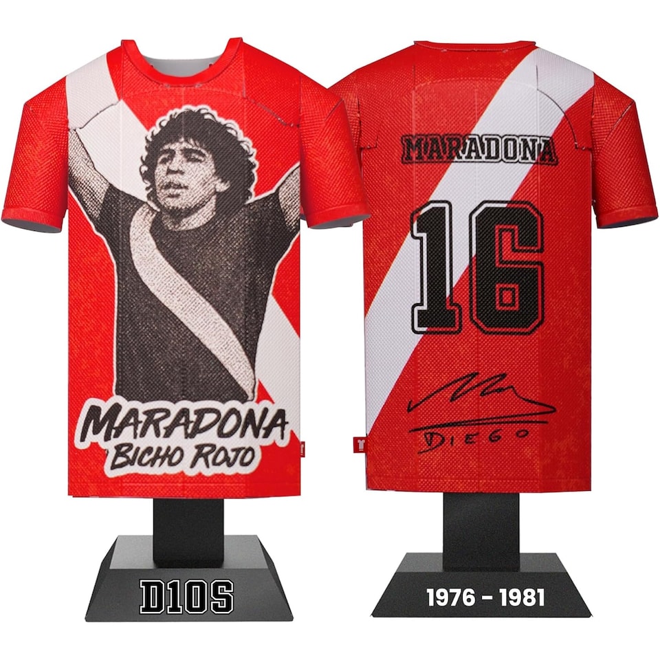 image 1 of RadStuff Metal Alloy Football Shirt - Maradona Alloy Shirt 1976/81