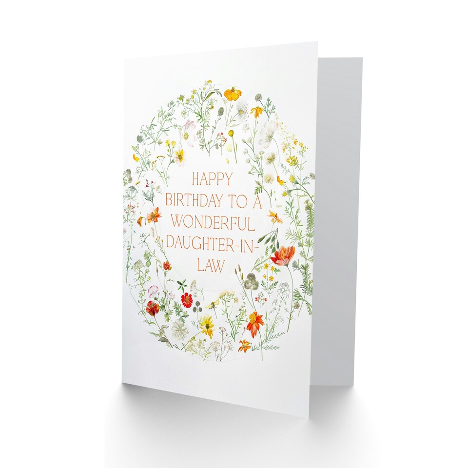 image 1 of Law Simple Delicate Elegant Floral Circle Daughter-in-Law Birthday Card
