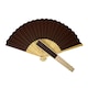 image 1 of Brown Paper Foldable Hand Held Bamboo Wooden Fan by Parev
