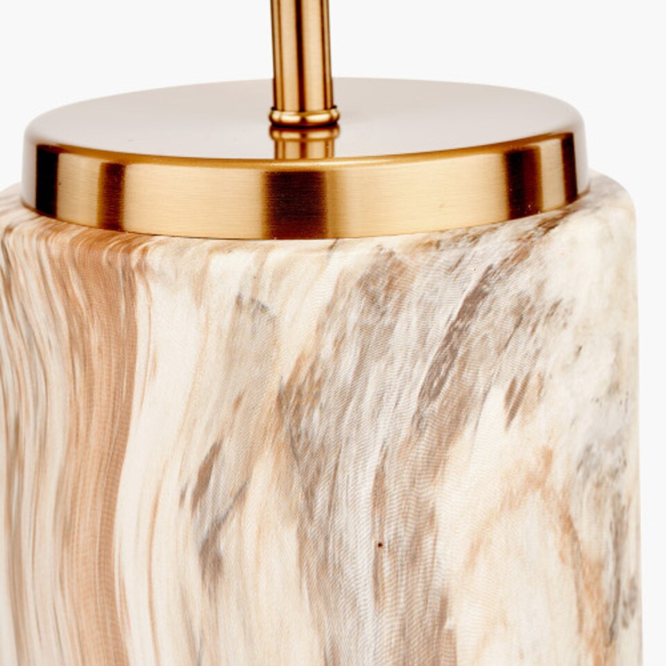 image 1 of Cylinder Natural Stone Effect Ceramic Table Lamp | Brown | Natural | 1