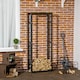 image 2 of HOMCOM Metal Firewood Log Holder Tall Firewood Rack Indoor Outdoor Fireplace Wood Storage Shelf with Side Rails, RustResistant, Black, 60W x 25D x 150H cm