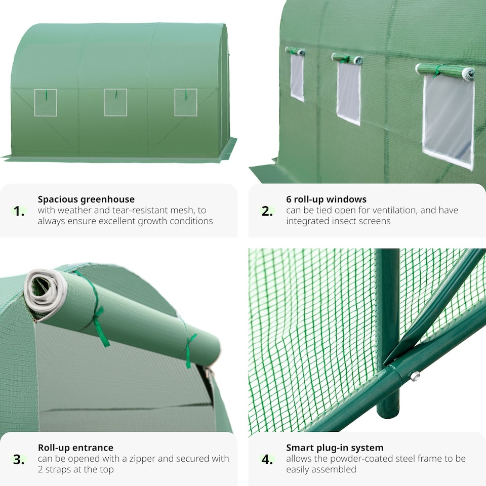 image 1 of Greenhouse - polytunnel with 6 windows, 343 x 200 x 200 cm