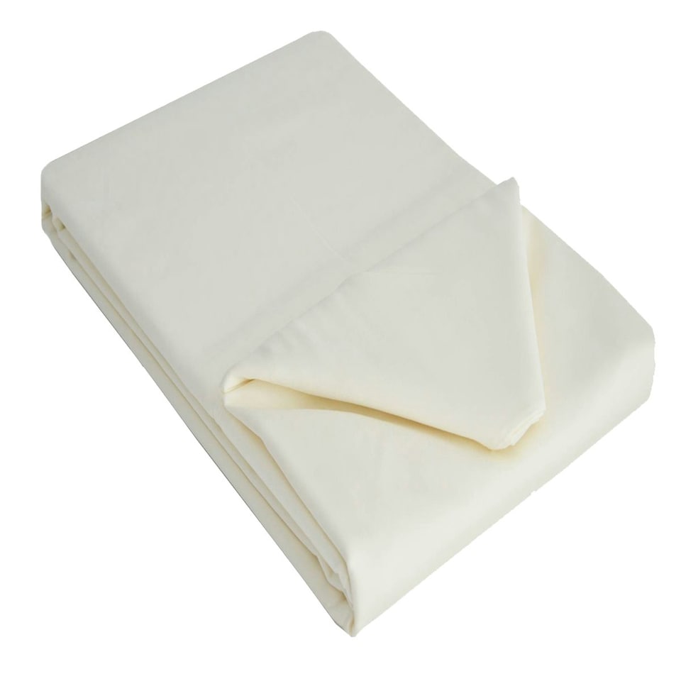 image 1 of Belledorm 100% Cotton Sateen Flat Sheet - Ivory - Single